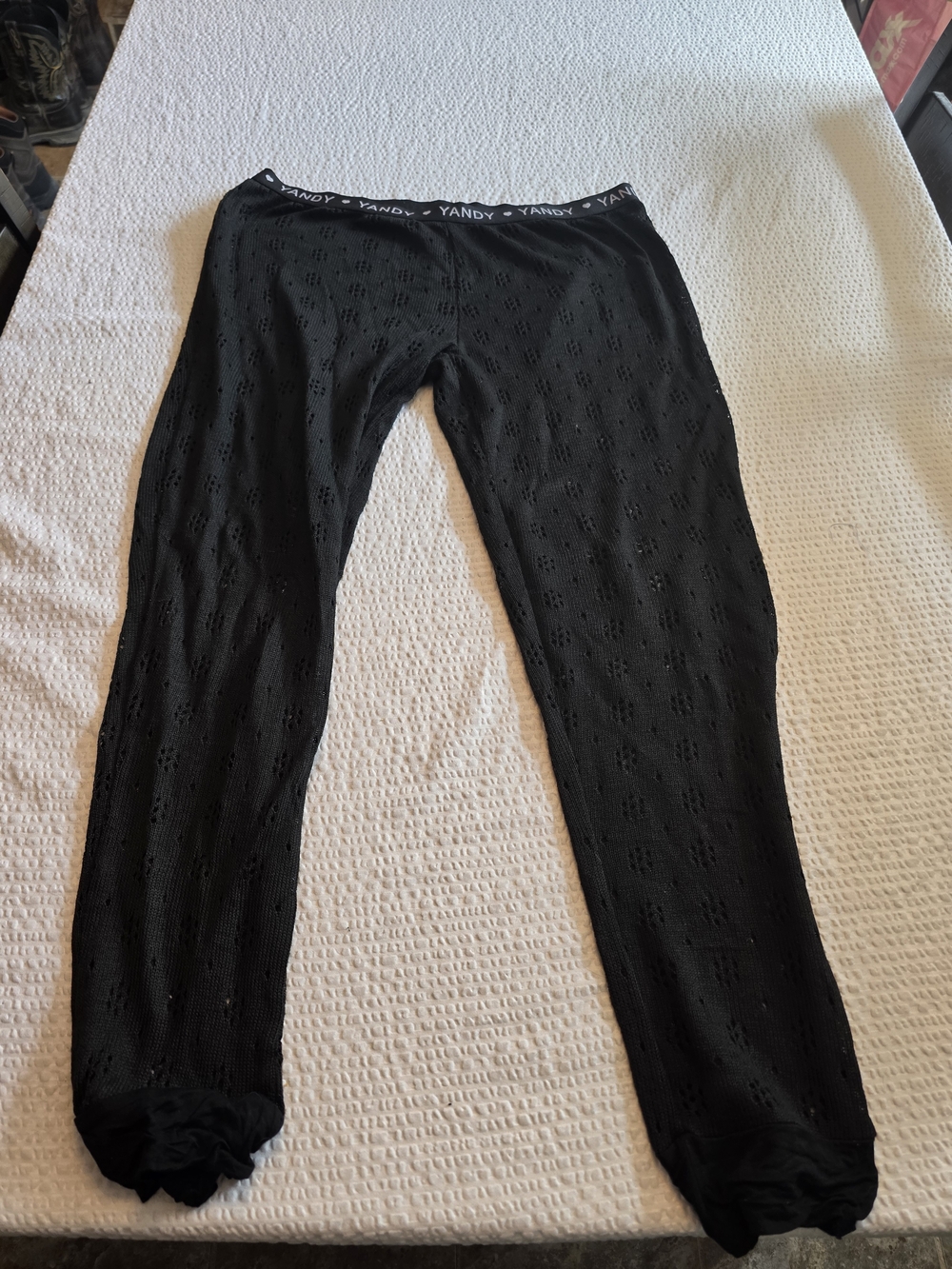 Yandy Black Eyelet Jogger Pants - Breathable Sleep Lounge Bottoms Xl
